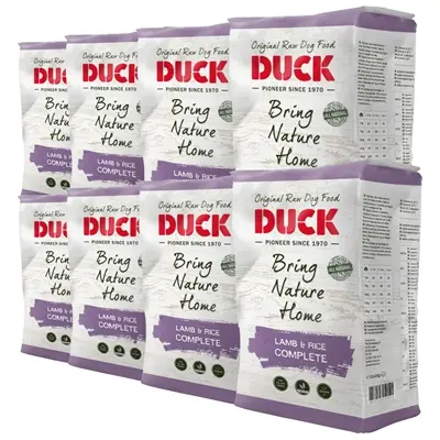 Duck lam en rijst compleet hondenvoer 8 x 1 kg – vers vlees