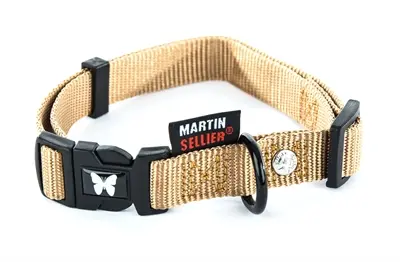 Martin verstelbare halsband nylon beige 20-30 cm