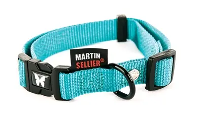 Martin verstelbare halsband nylon turquoise 45-65 cm – maat L