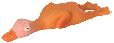 Trixie latex eend 14 cm – kauwspeelgoed met pieper, oranje/roze