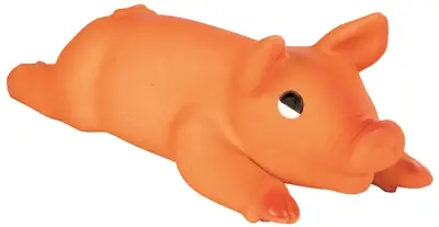 Trixie latex varken 23 cm – oranje, met pieper
