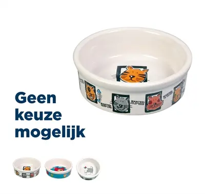 Trixie voerbak kat keramiek kattenprint assorti 12 cm 200 ml