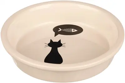 Trixie voerbak kat keramiek wit silhouet 13 cm 250 ml – vaatwasserbestendig