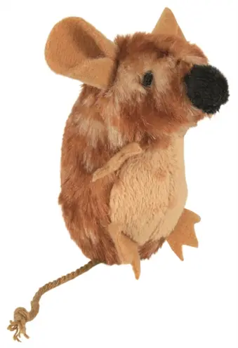 Trixie kattenspeelgoed pluche muis bruin 8 cm
