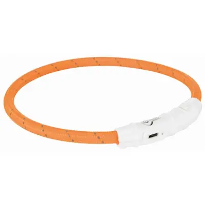 Trixie lichtgevende halsband Flash USB oranje 65 x 0,7 cm – TPU/nylon