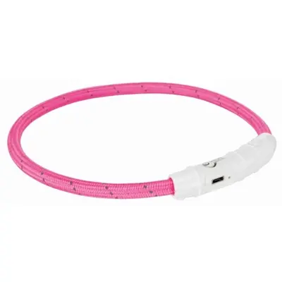 Trixie lichtgevende halsband Flash USB roze 65 x 0,7 cm – TPU/nylon