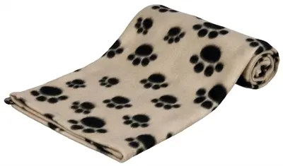 Trixie hondendeken Beany fleece beige 100 x 70 cm – pootafdrukken