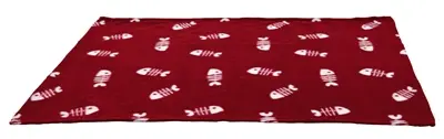 Trixie fleece deken Beany bordeaux 100 x 70 cm – visgraatprint
