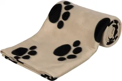 Trixie fleece deken Barney beige 150 x 100 cm – met pootafdrukken