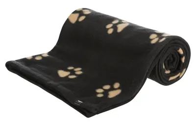 Trixie hondendeken Barney fleece zwart 150 x 100 cm – pootafdrukken