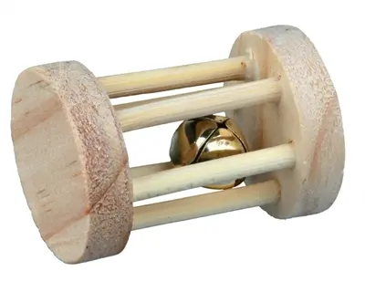Trixie speelrol hout met bel 5 x 3,5 cm – beige