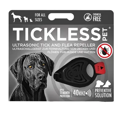 Tickless teek- en vlooienafweer hond en kat zwart – ultrasoon, geurloos