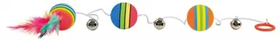 Trixie kattenspeelgoed regenboog balletjes aan elastisch koord – 3 stuks