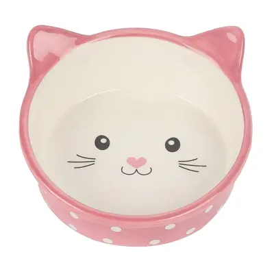 Happy Pet voerbak kat Polka roze/crème 300 ml – keramiek