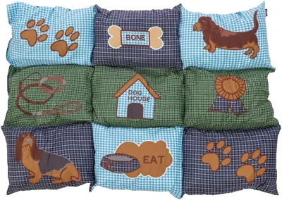 Trixie hondenkussen Patchwork blauw/groen 80 x 55 cm – slipvast