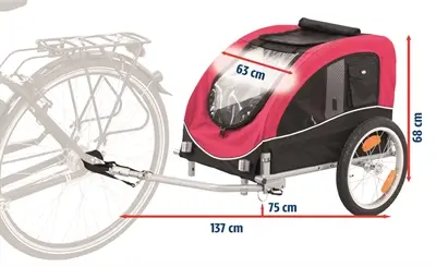 Trixie hondenfietskar zwart/rood 75 x 63 x 68 cm – tot 22 kg - Afbeelding 4
