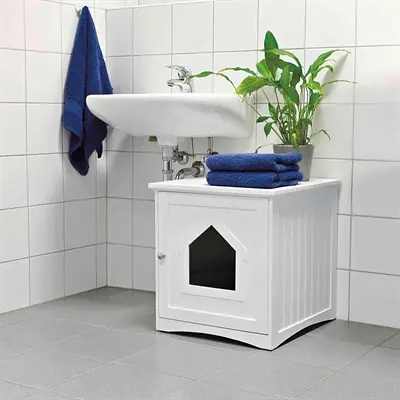 Trixie kattenhuis wit 51 x 49 x 51 cm – voor kattenbak of mand - Afbeelding 3