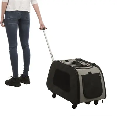 Trixie reismand trolley zwart/lichtgrijs 67 x 34 x 43 cm – op wielen - Afbeelding 3