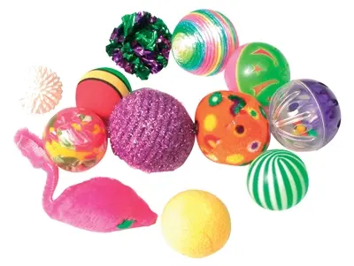 Zolux kattenspeelgoed Fancy gekleurde ballen assorti – 12 stuks