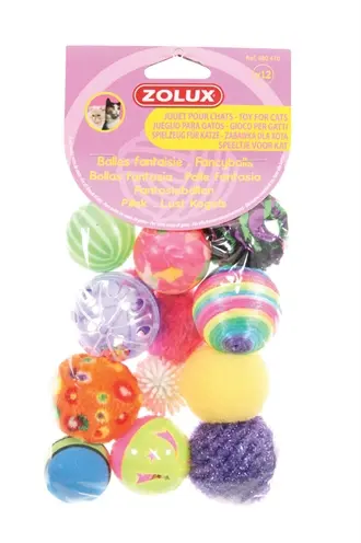 Zolux kattenspeelgoed Fancy gekleurde ballen assorti – 12 stuks - Afbeelding 4