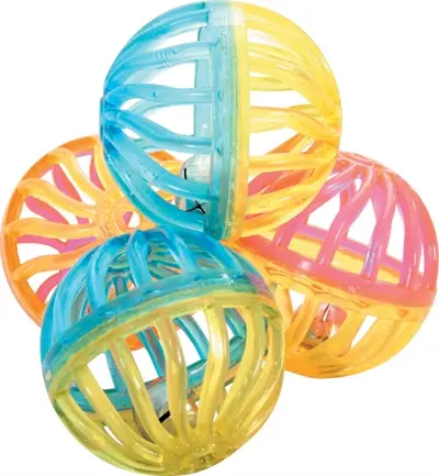 Zolux kattenspeelgoed bal met bel assorti 4 cm – 4 stuks