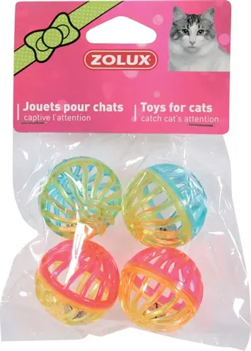 Zolux kattenspeelgoed bal met bel assorti 4 cm – 4 stuks - Afbeelding 4