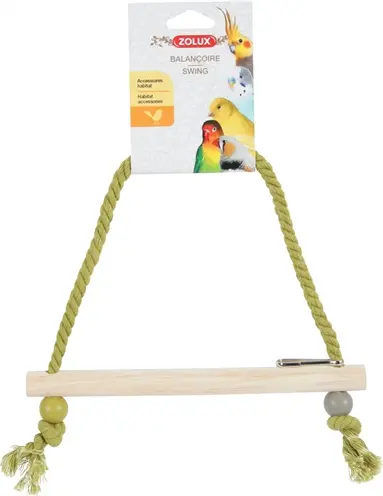 Zolux schommel hout met touw 22 x 1,5 x 27 cm – olijfgroen - Afbeelding 7