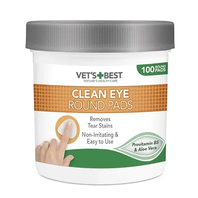 Vet's Best Clean Eye round pads 100 stuks – traansporen hond - Afbeelding 1