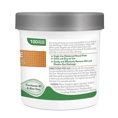 Vet's Best Clean Eye round pads 100 stuks – traansporen hond - Afbeelding 4