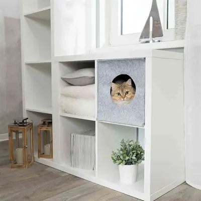 Trixie kattenmand iglo Anton grijs 37 x 33 x 33 cm – opvouwbaar vilt - Afbeelding 5