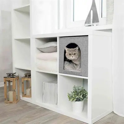 Trixie kattenmand iglo Ella grijs 37 x 33 x 33 cm – opvouwbaar, vilt - Afbeelding 9