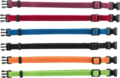 Trixie puppyhalsband set 17-25 cm M-L – 6 stuks, zwart/rood/royalblauw