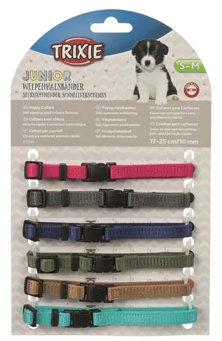 Trixie puppyhalsband set 17-25 cm S-M – 6 stuks, fuchsia/grafiet/indigo - Afbeelding 4