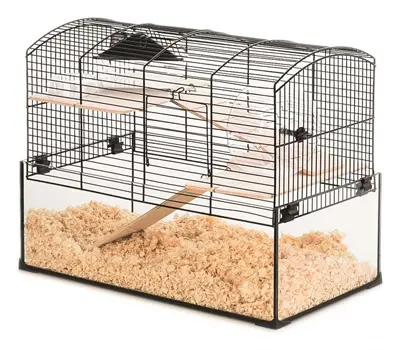 Zolux knaagdierkooi Neo Panas zwart 51,5 x 29 x 40 cm – glazen onderkant