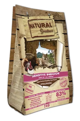 Natural Greatness kattenvoer Sensitive Indoor 2 kg – hypoallergeen