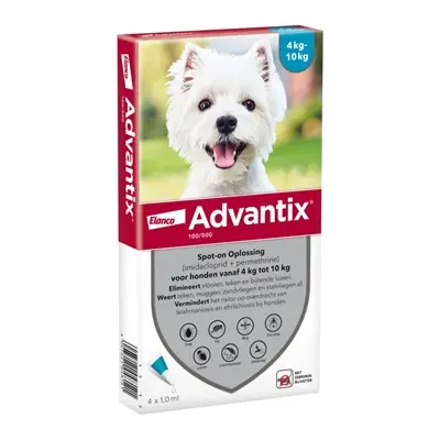 Elanco Advantix spot-on hond 4-10 kg – 4 pipetten van 1 ml