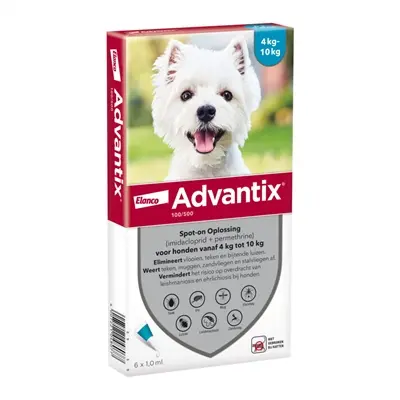 Elanco Advantix spot-on hond 4-10 kg – 6 pipetten van 1 ml