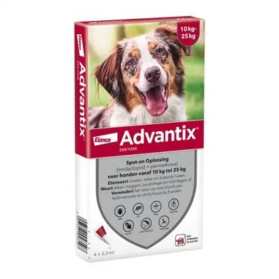 Elanco Advantix spot-on hond 10-25 kg – 4 pipetten van 2,5 ml