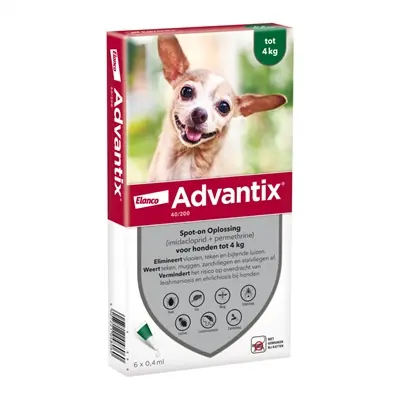 Elanco Advantix spot-on hond tot 4 kg – 4 pipetten van 0,4 ml