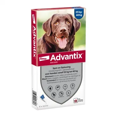 Elanco Advantix spot-on hond 25-40 kg – 6 pipetten van 4 ml