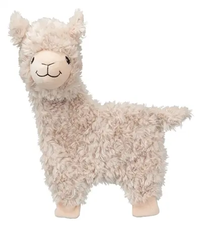 Trixie lama pluche wit 40 cm – hondenspeelgoed met ritselfolie