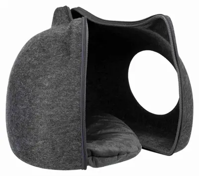 Trixie kattenmand Relax iglo kattenkop vilt grijs 38 x 37 x 35 cm - Afbeelding 3