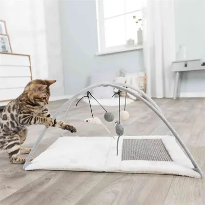 Trixie krabmat met 4 speeltjes aan koord grijs 60 x 33 x 42 cm - Afbeelding 6