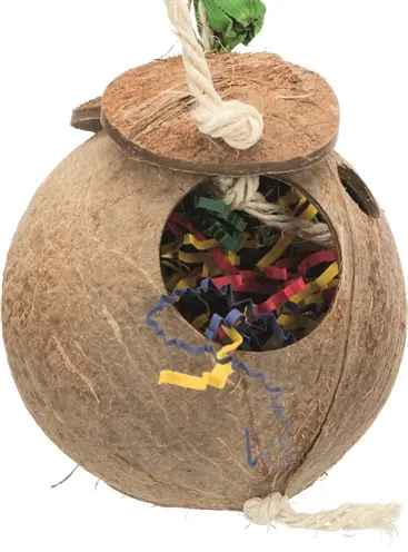 Trixie kokosnoot aan sisaltouw 35 cm – vulbaar vogelspeelgoed