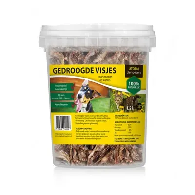 Utopia gedroogde visjes hond en kat 1,2 l – hypoallergeen, glutenvrij