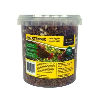 Utopia insectenmix 1,2 liter – dierlijke eiwitten voor kippen en tuinvogels