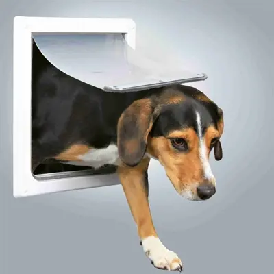 Trixie 2-weg hondenluik wit S-M 30 x 36 cm – kunststof, vergrendelbaar - Afbeelding 4