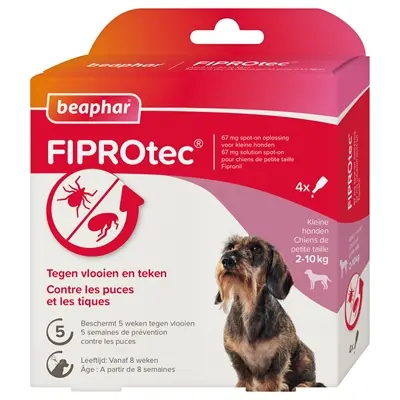 Beaphar Fiprotec spot-on hond 2-10 kg – vlooien en teken, 3+1 pipetten