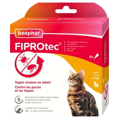 Beaphar Fiprotec kat 3+1 pipetten – tegen vlooien en teken, vanaf 1 kg