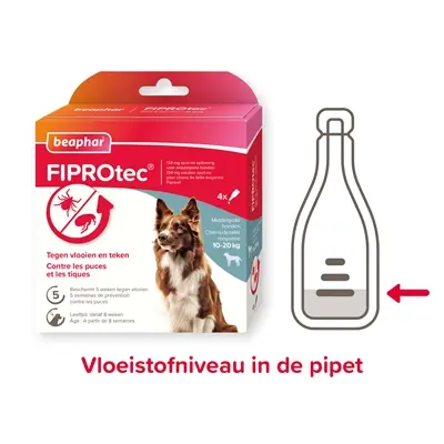 Beaphar Fiprotec spot-on hond 10-20 kg – vlooien en teken, 3+1 pipetten - Afbeelding 4